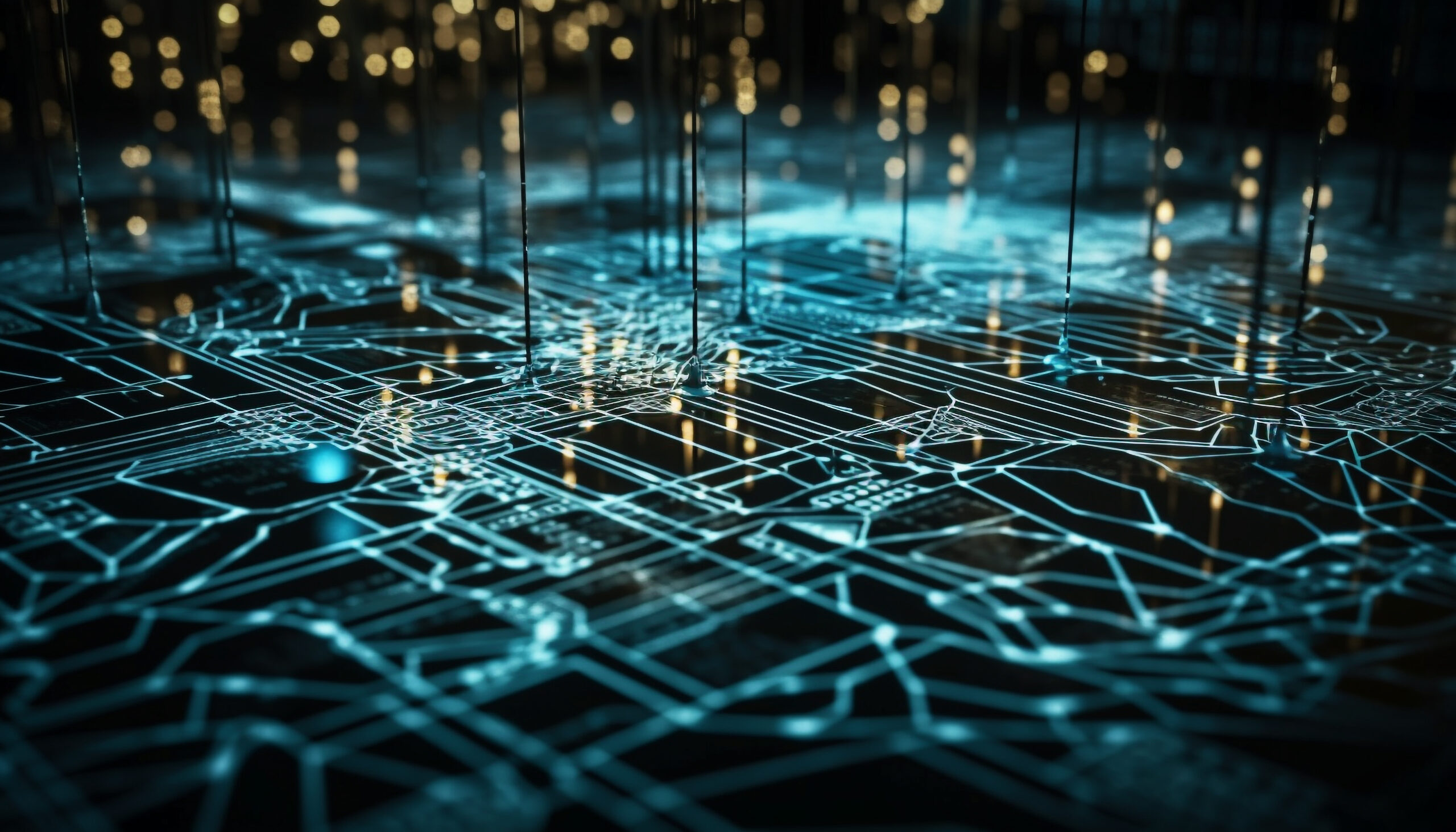 glowing blue circuit board futuristic technology design generated by ai scaled